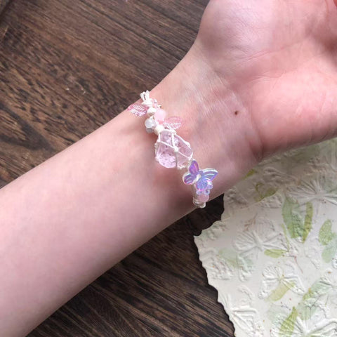Handwoven Natural Raw Crystal Aquamarine and Multi-Gemstone Bracelet