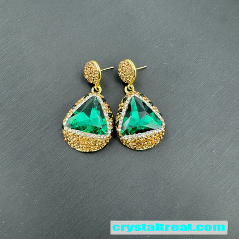 Enhanced Red and Green Crystal Rhinestone Inlaid Jewelry Set