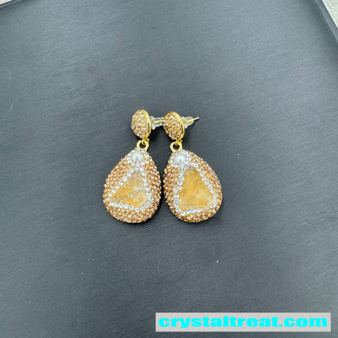 Natural Raw Citrine & Freshwater Pearl Jewelry Set