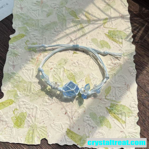 Handwoven Natural Raw Crystal Aquamarine and Multi-Gemstone Bracelet