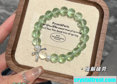 Natural Green Phantom Quartz Crystal Beaded Bracelet