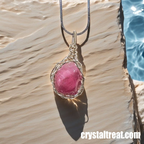 Handmade Natural Aphrodite's Embrace Raw Rose Quartz Wire-Wrapped Pendant