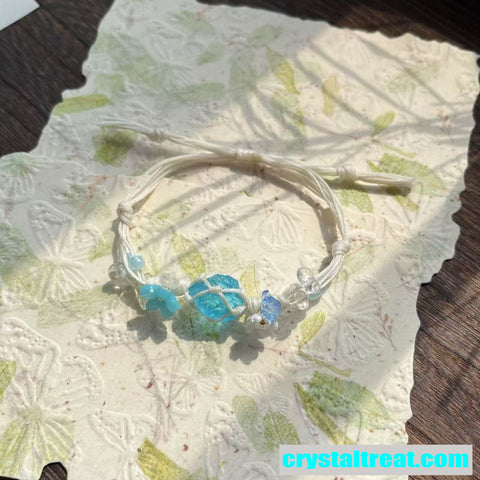 Handwoven Natural Raw Crystal Aquamarine and Multi-Gemstone Bracelet