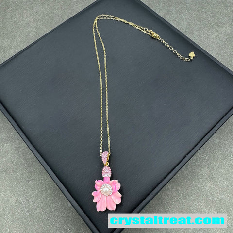 Handmade Magnolia Flower Pearl and Diamond Jewelry Set