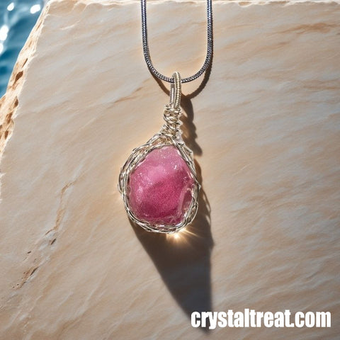 Handmade Natural Aphrodite's Embrace Raw Rose Quartz Wire-Wrapped Pendant
