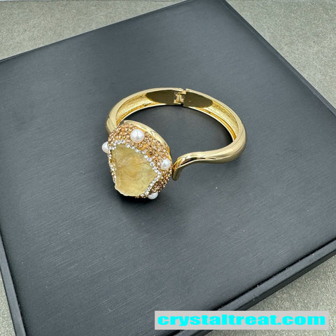 Natural Raw Citrine & Freshwater Pearl Jewelry Set
