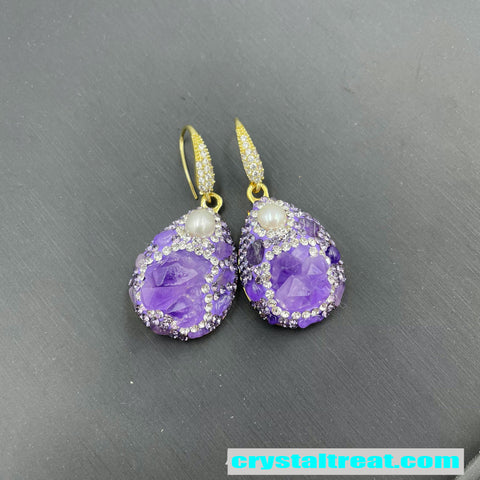 Natural Czech Amethyst & Pearl Jewelry Set