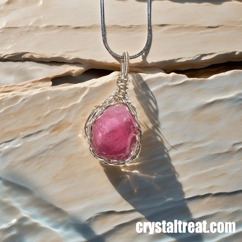 Handmade Natural Aphrodite's Embrace Raw Rose Quartz Wire-Wrapped Pendant