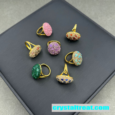 Crushed Gemstone Dome Ring