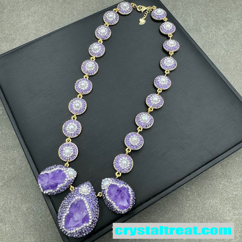 Natural Uruguayan Amethyst and Pearl Statement Collection