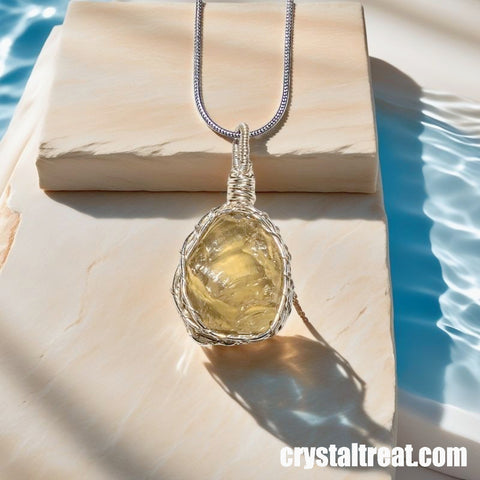 Handmade Natural "Captured Sunshine" Raw Citrine Wire-Wrapped Pendant