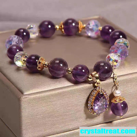 Enhanced Crystals Amethyst Beaded Bracelet