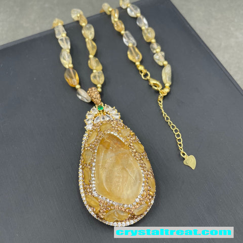 Natural Raw Citrine Crystal Jewelry Set