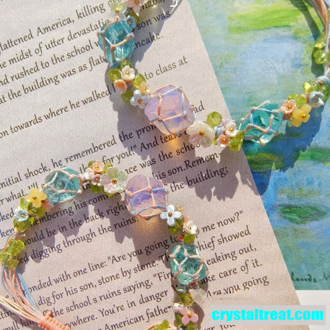 Handwoven Natural Crystal, Opal, and Fashion Raw Stone Bracelet