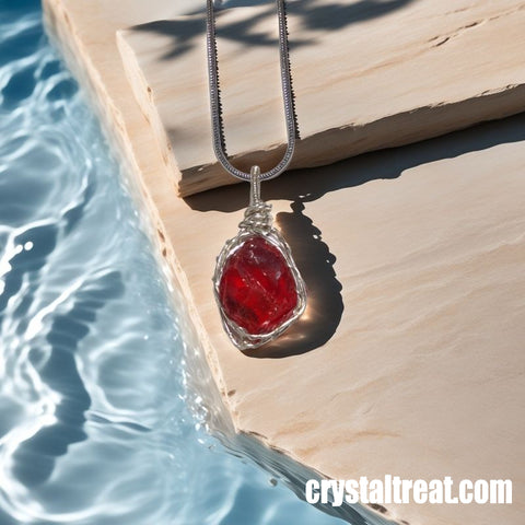Handmade Natural Persephone's Passion Raw Garnet Pendant Necklace