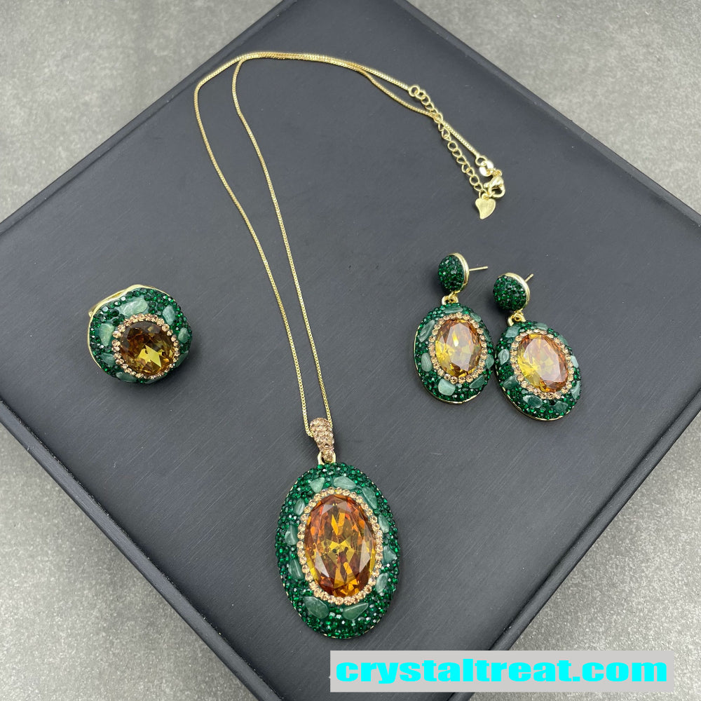Natural Turkish Sultan Stone & Green Aventurine Jewelry Set