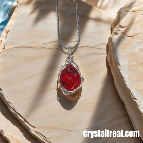 Handmade Natural Persephone's Passion Raw Garnet Pendant Necklace