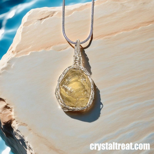 Handmade Natural "Captured Sunshine" Raw Citrine Wire-Wrapped Pendant