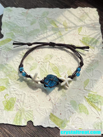 Handwoven Natural Raw Crystal Aquamarine and Multi-Gemstone Bracelet