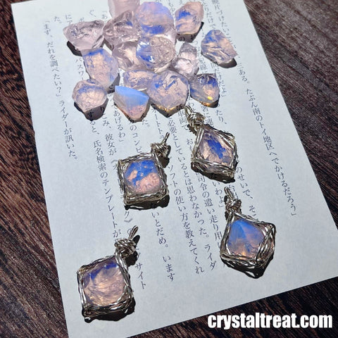 Handmade Natural "Angel's Whisper" Pink Opal Pendant Necklace