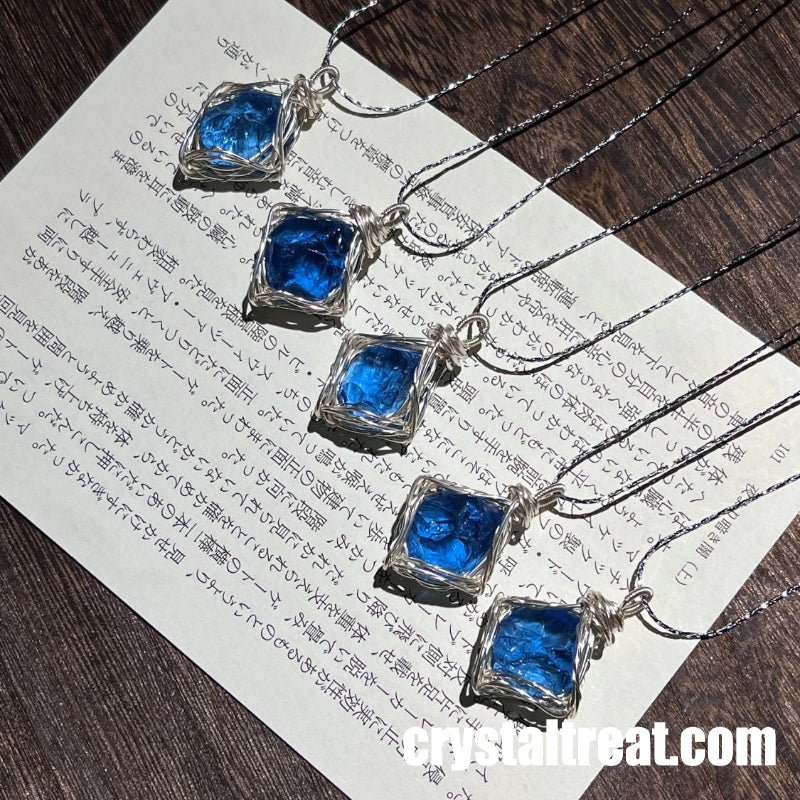Natural Sky Whisper Blue Topaz Alternative Wire-Wrapped Pendant