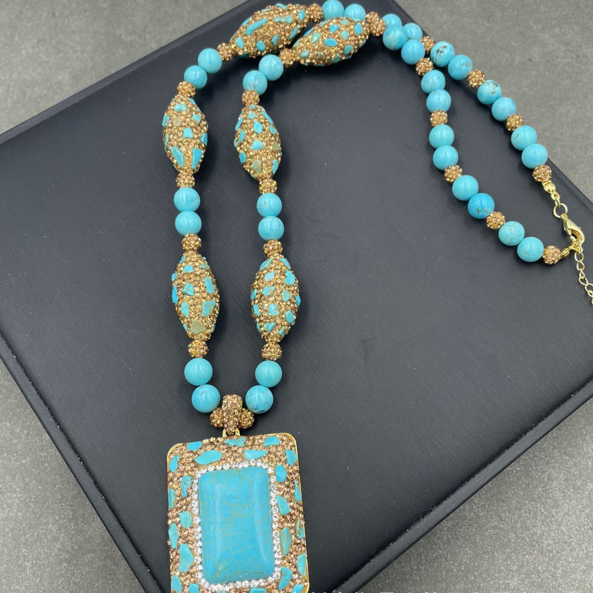 Stabilized Turquoise Inlay Jewelry Set