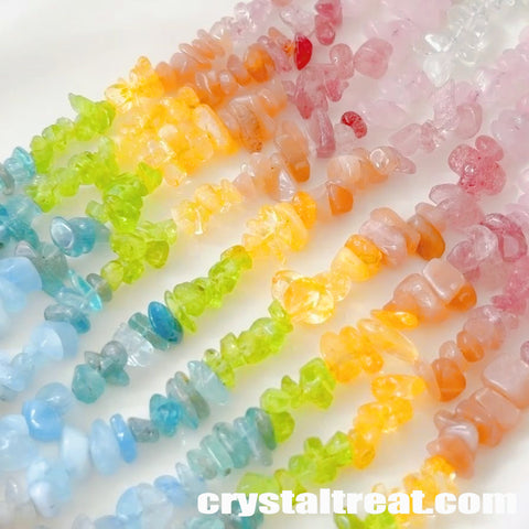 Handmade "Summer Rainbow" Natural & Colored Crystal Chip Bracelet