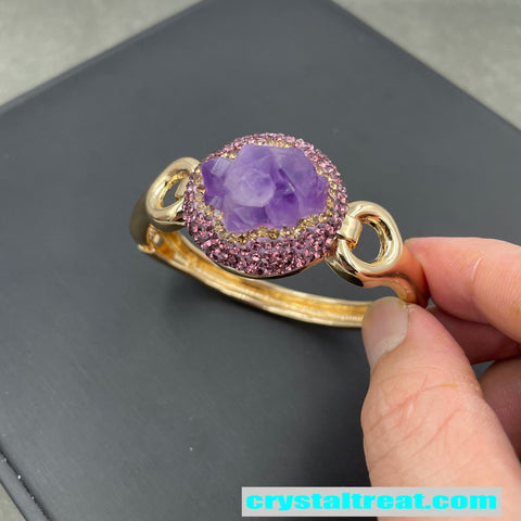 Natural Raw Amethyst Crystal Jewelry Set