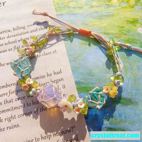 Handwoven Natural Crystal, Opal, and Fashion Raw Stone Bracelet