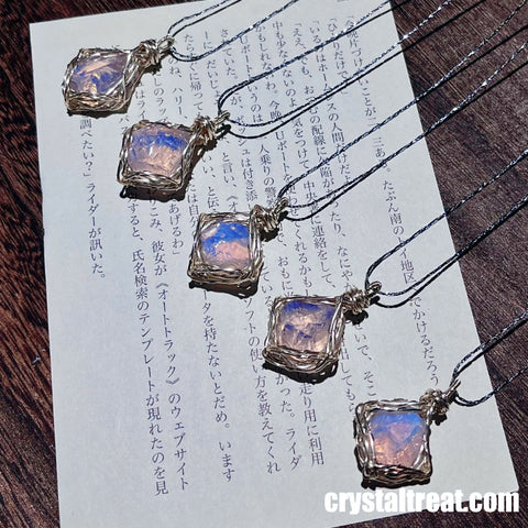 Handmade Natural "Angel's Whisper" Pink Opal Pendant Necklace