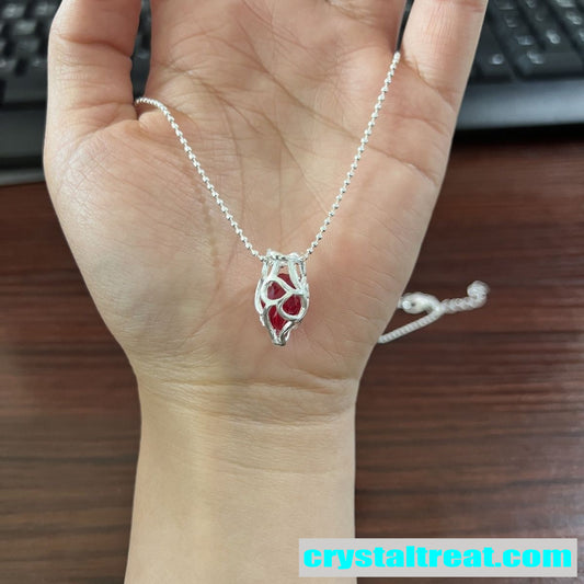 Heart-Shaped Aquamarine & Crystal Pendant Necklace