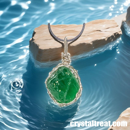 Handmade Natural Heart of the Forest Raw Green Crystal Wire-Wrapped Pendant