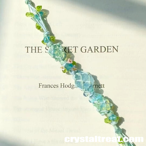 Natural "Summer Love" Raw Aquamarine Floral Woven Bracelet