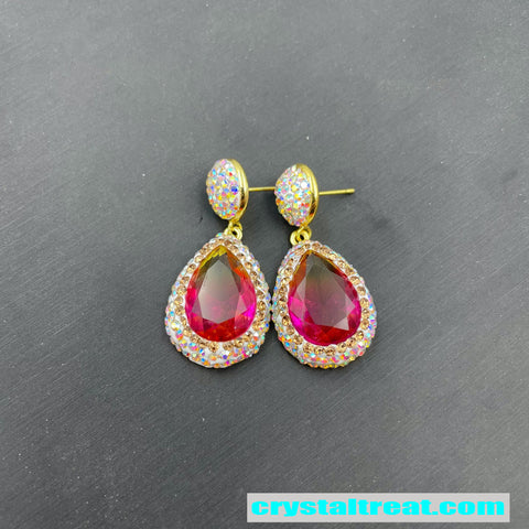 Enhanced Gradient Radiant Red Crystal & Rhinestone Jewelry Set