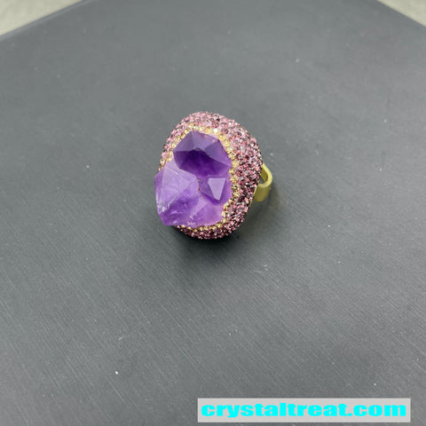 Natural Raw Amethyst Crystal Jewelry Set