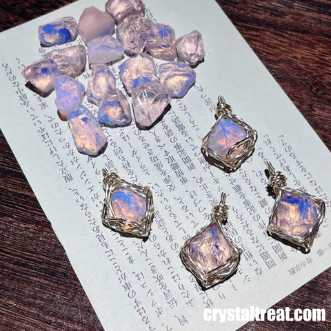 Handmade Natural "Angel's Whisper" Pink Opal Pendant Necklace