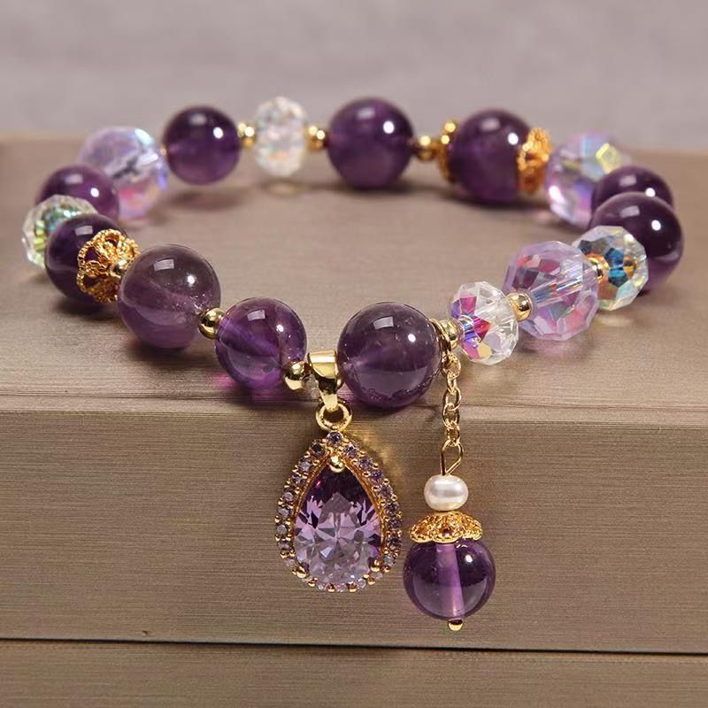 Enhanced Crystals Amethyst Beaded Bracelet