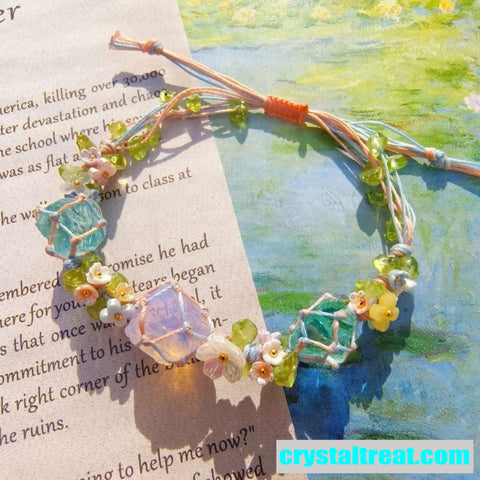 Handwoven Natural Crystal, Opal, and Fashion Raw Stone Bracelet