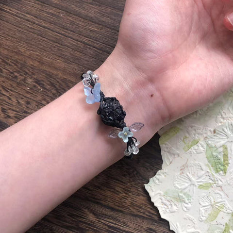 Handwoven Natural Raw Crystal Aquamarine and Multi-Gemstone Bracelet