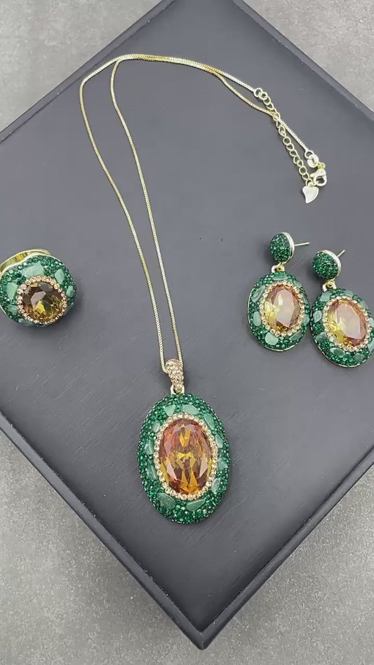 Natural Turkish Sultan Stone & Green Aventurine Jewelry Set