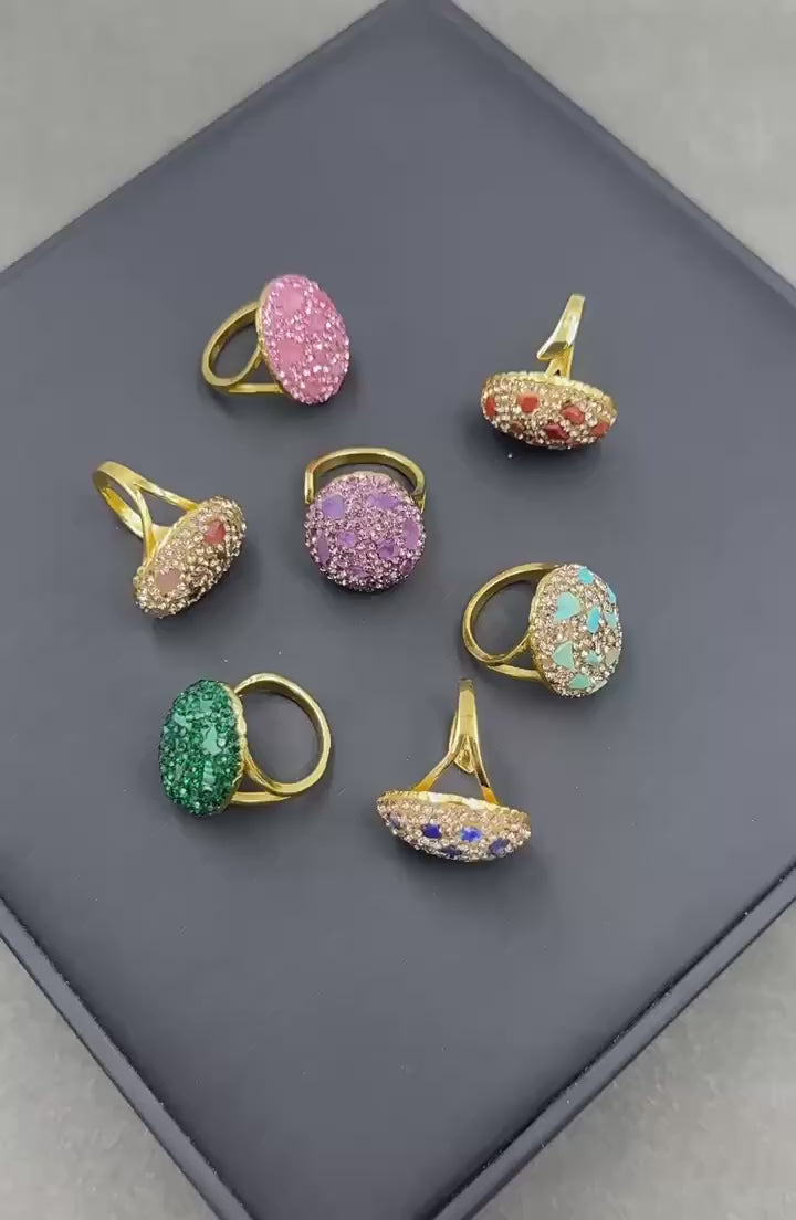 Crushed Gemstone Dome Ring
