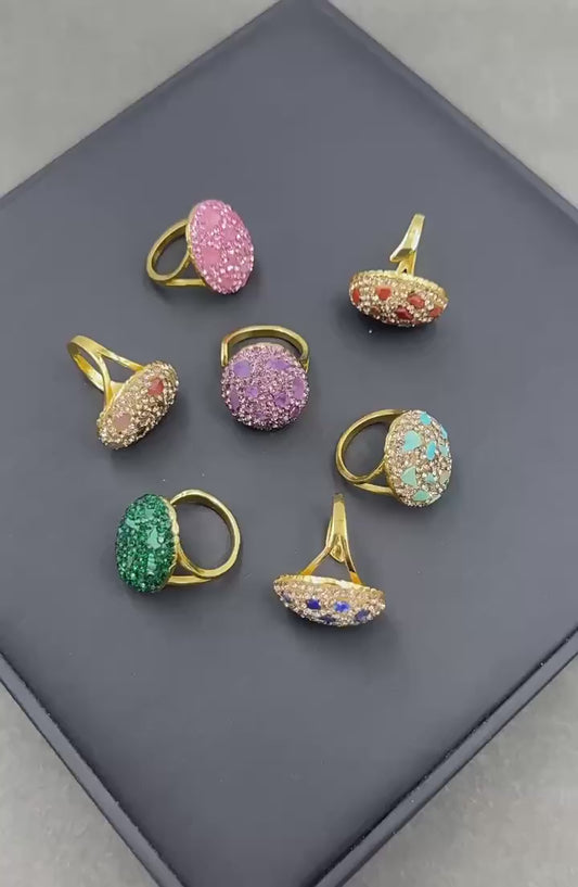 Crushed Gemstone Dome Ring