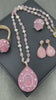 Natural Raw Rose Quartz and Pearl Jewelry Set
