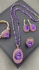 Natural Raw Amethyst Crystal Jewelry Set