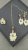 Shell Flower Jewelry Set with Jade Inlay